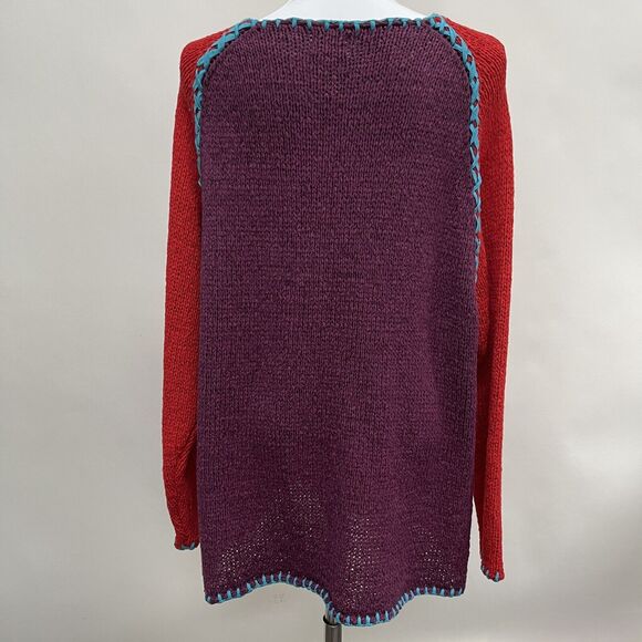 Jennifer Jenny George Sketchbook Ribbon Sweater Size 2X Red Orange Purple Blue - Picture 5 of 10